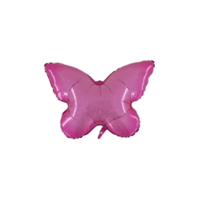 Palloncino Farfalla rosa olografica super shape 25" (63cm) in mylar, 1pz.