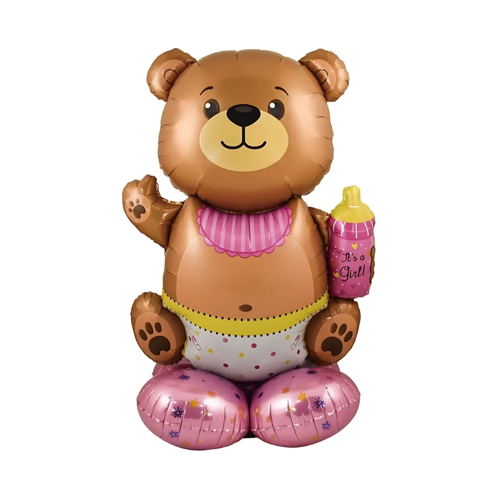 Palloncino Orsacchiotto Rosa Standing mega shape 48" (121cm) in mylar, 1pz.