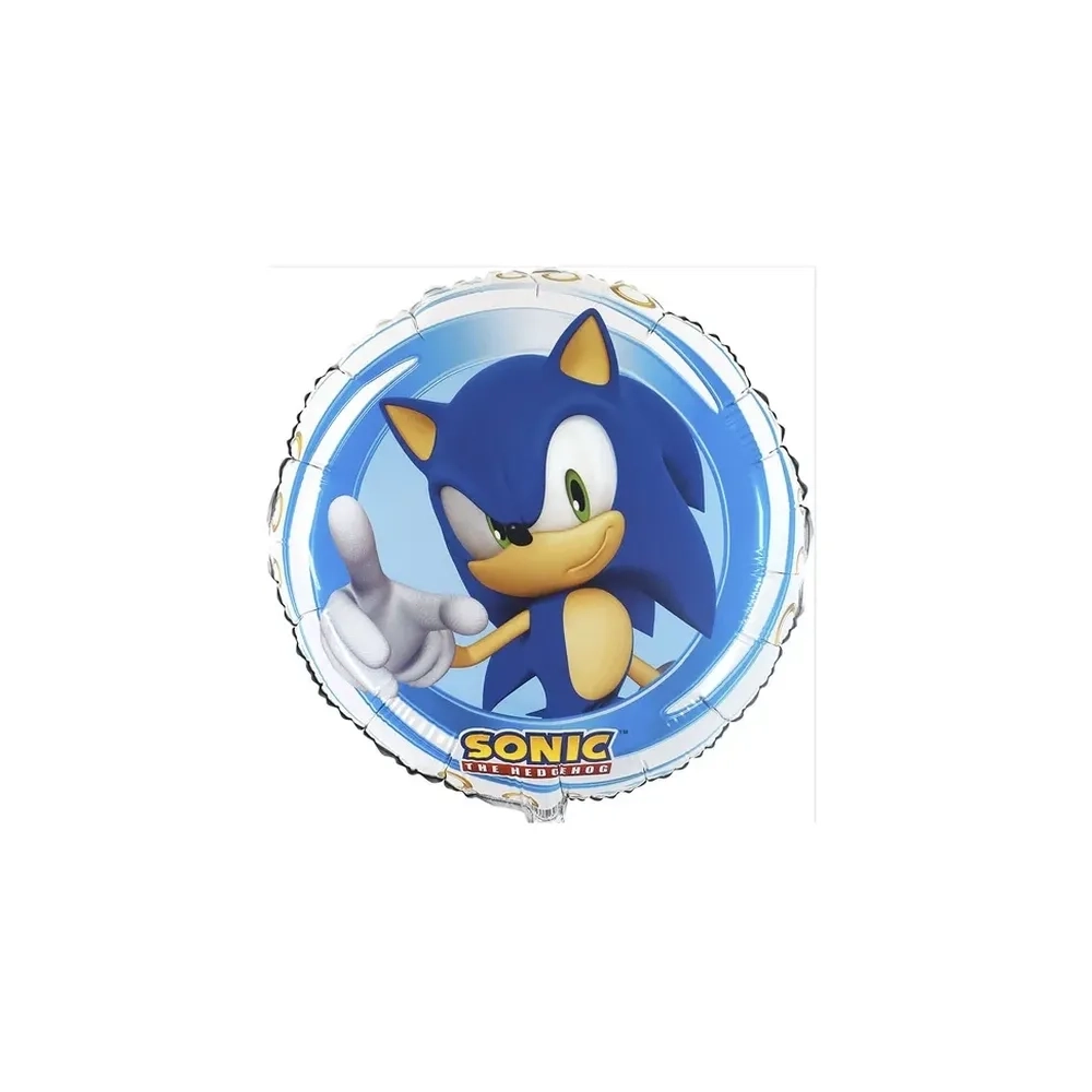 Palloncino Sonic The Hedgehog tondo standard shape 18" (45cm) in mylar, 1pz.