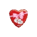 Palloncino I Love You Fiocco Rosa Cuore standard shape 18" (45cm) in mylar, 1pz.