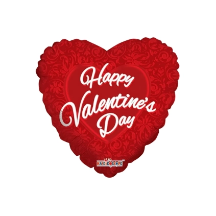Palloncino Happy Valentine's Day Rosso cuore super shape 36" (91cm) in mylar, 1pz.