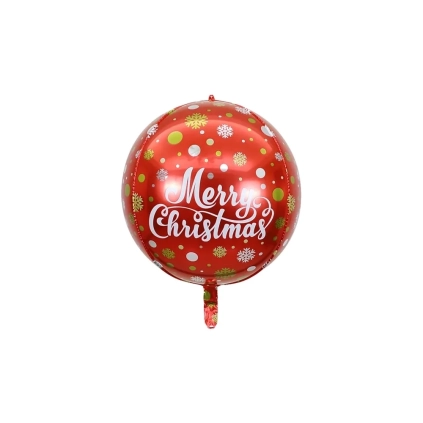 Palloncino Merry Christmas Sfera standard shape 22" (55cm) in mylar, 1pz.