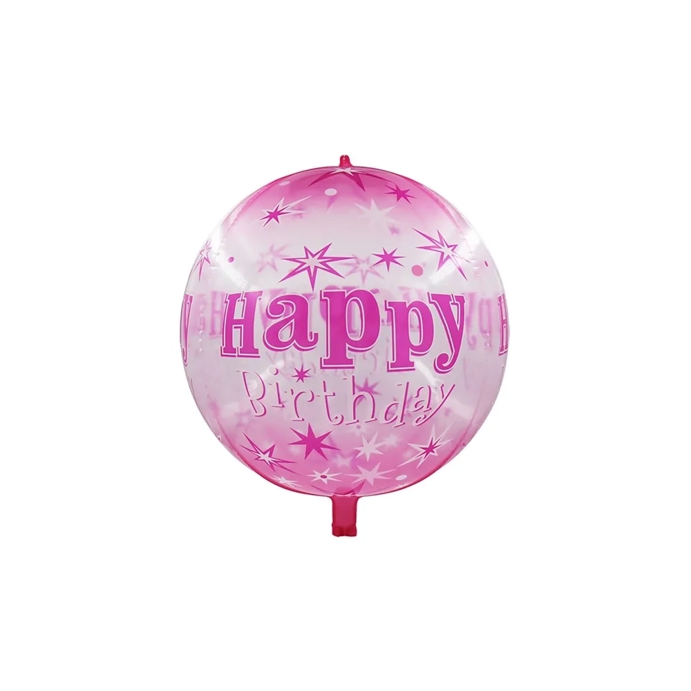 Palloncino Happy Birthday Rosa Sfera standard shape 22" (55cm) in mylar, 1pz.