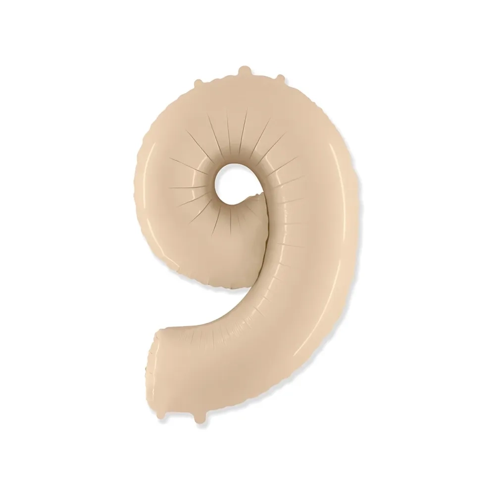 Palloncino numero 9 Crema super shape 40" (101cm) in mylar, 1pz.