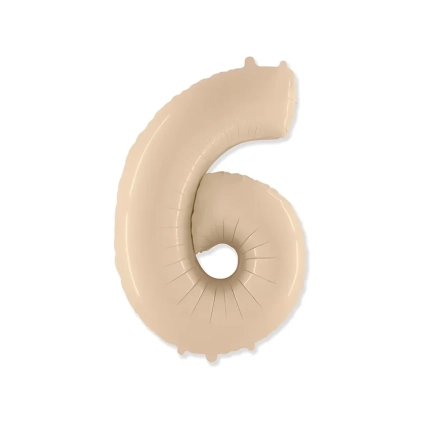 Palloncino numero 6 Crema super shape 40" (101cm) in mylar, 1pz.