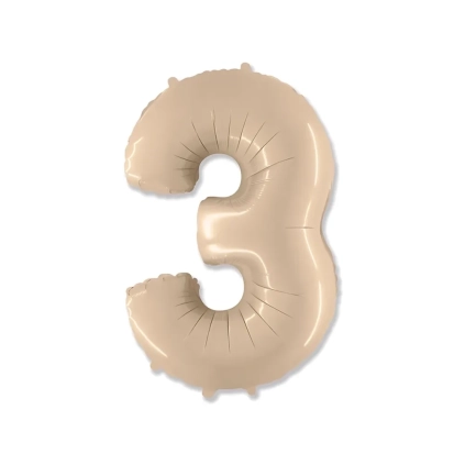 Palloncino numero 3 Crema super shape 40" (101cm) in mylar, 1pz.