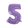 Palloncino numero 5 Satin Velvet lilla super shape 40" (101cm) in mylar, 1pz.