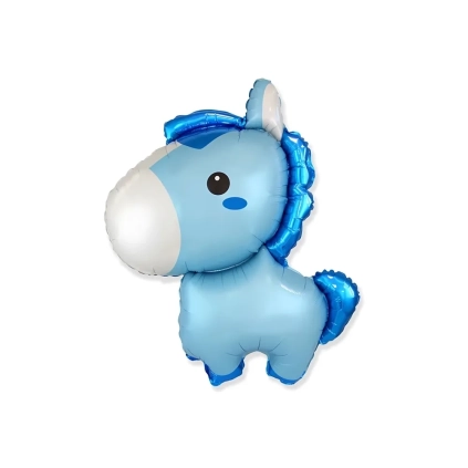 Palloncino Pony Celeste super shape 34" (86cm) in mylar, 1pz.