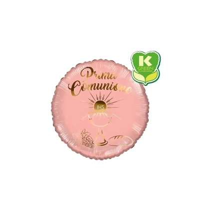 Palloncino Prima Comunione Rosa Antico standard shape 18" (45cm) in mylar, 1pz.