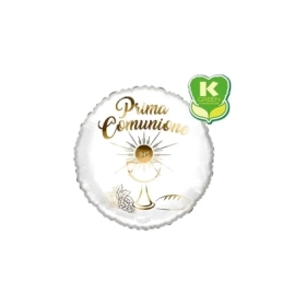 Palloncino Prima Comunione Bianco standard shape 18" (45cm) in mylar, 1pz.