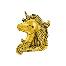 Palloncino Unicorno Oro super shape 36" (91cm) in mylar, 1pz.