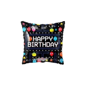 Palloncino Happy Birthday Videogame quadrato standard shape 18" (45cm) in mylar, 1pz.