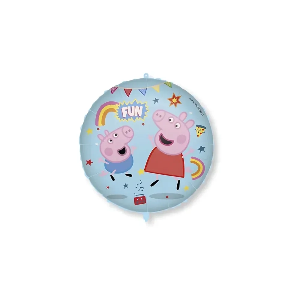 Palloncino Peppa Pig e George con pesetto e nastrino standard shape 18" (45cm) in mylar, 1pz.