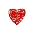 Palloncino Buon San Valentino Corsivo cuore standard shape 18" (45cm) in mylar, 1pz.