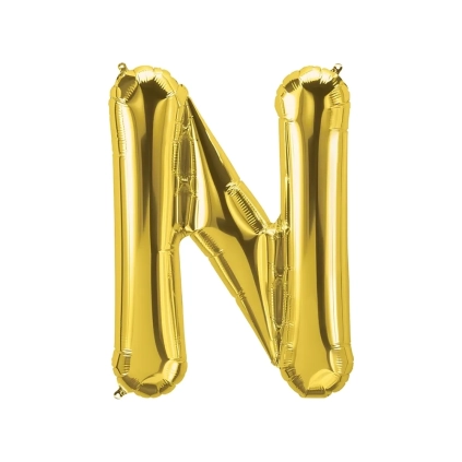 Palloncino Lettera N Oro super shape 40" (101cm) in mylar, 1pz.
