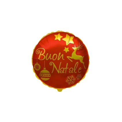 Palloncino Buon Natale rosso e oro standard shape 18" (45cm) in mylar, 1pz.
