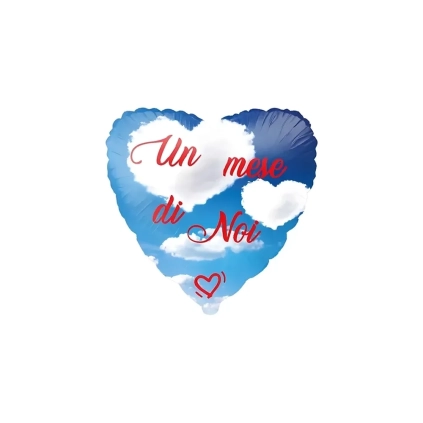 Palloncino Un Mese di Noi cuore standard shape 18" (45cm) in mylar, 1pz.