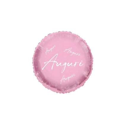 Palloncino Auguri in Corsivo Rosa Macaron Lucido standard shape 18" (45cm) in mylar, 1pz.