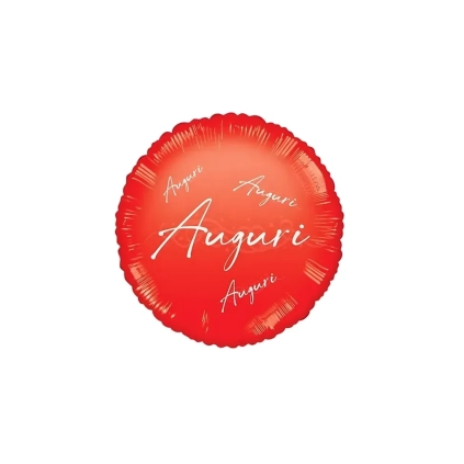Palloncino Auguri in Corsivo Rosso Lucido standard shape 18" (45cm) in mylar, 1pz.