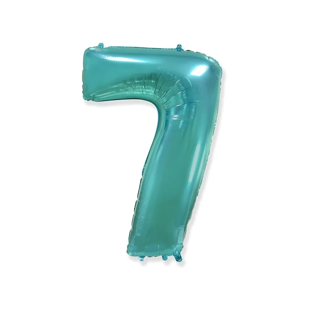 Palloncino numero 7 Verde Menta super shape 40" (101cm) in mylar, 1pz.
