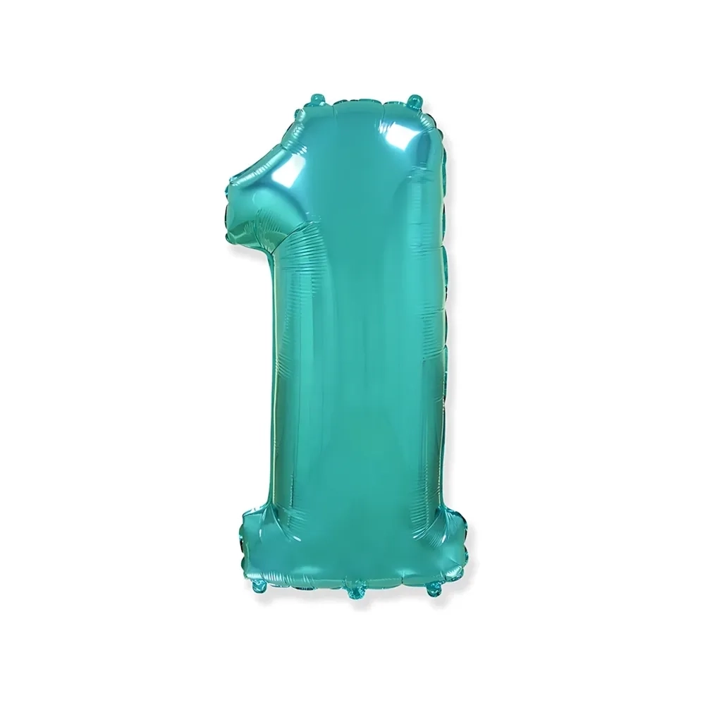 Palloncino numero 1 Verde Menta super shape 40" (101cm) in mylar, 1pz.