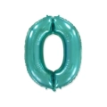 Palloncino numero 0 Verde Menta super shape 40" (101cm) in mylar, 1pz.