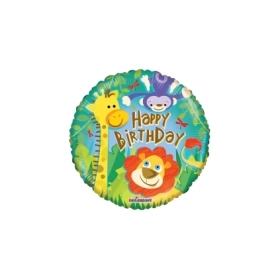 Palloncino Happy Birthday Jungle standard shape 18" (45cm) in mylar, 1pz.