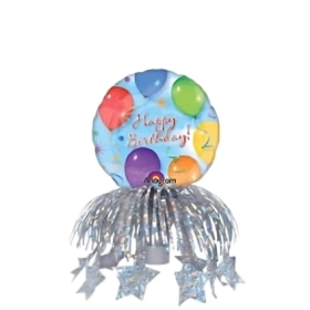 Palloncini Happy Birthday con Frange e Stelle mini shape 9" (22cm) in mylar, 5pz.