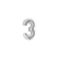 Palloncini numero 3 Argento micro shape 7" (17cm) in mylar, 5pz.