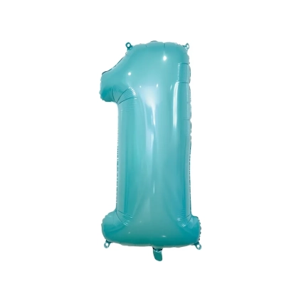 Palloncino numero 1 Celeste Pastello super shape 40" (101cm) in mylar, 1pz.