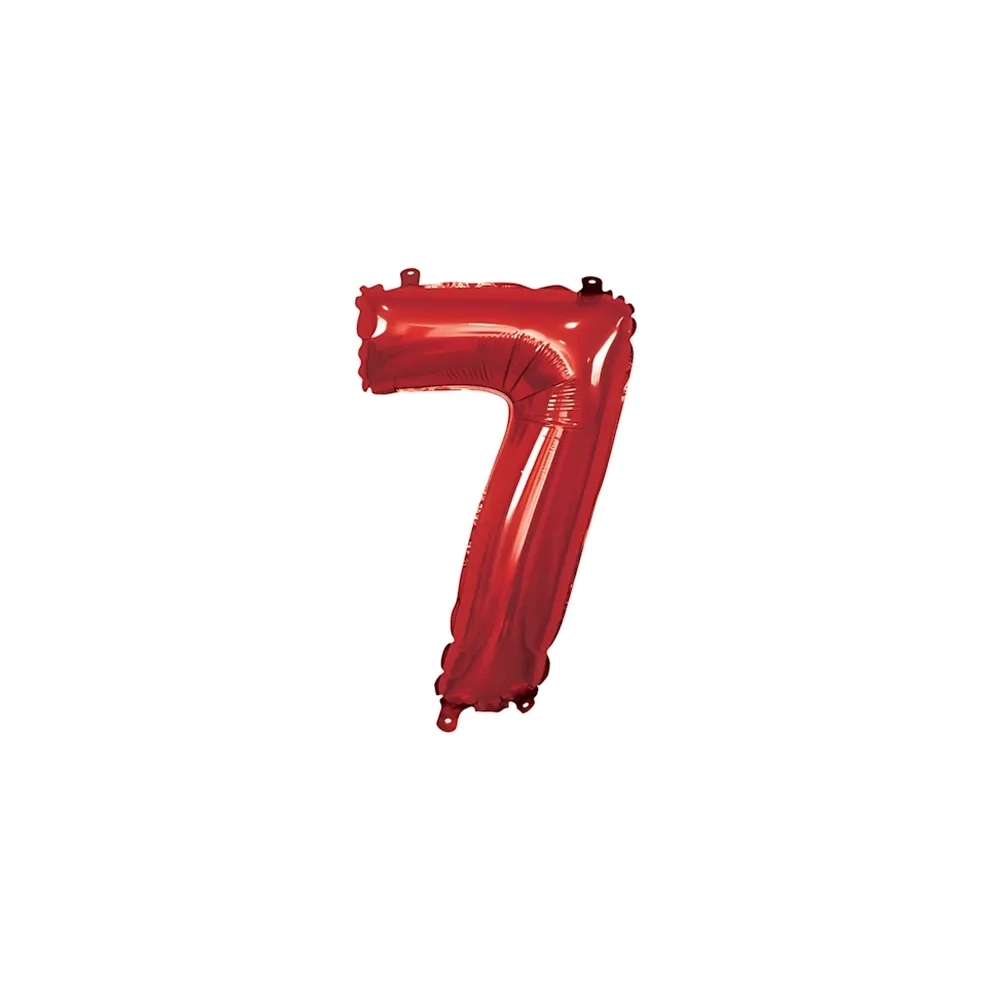Palloncino numero 7 Rosso mini shape 14" (35cm) in mylar, 1pz.