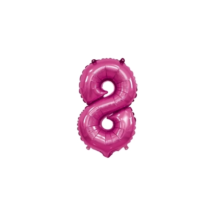 Palloncino numero 8 fucsia mini shape 14" (35cm) in mylar, 1pz.