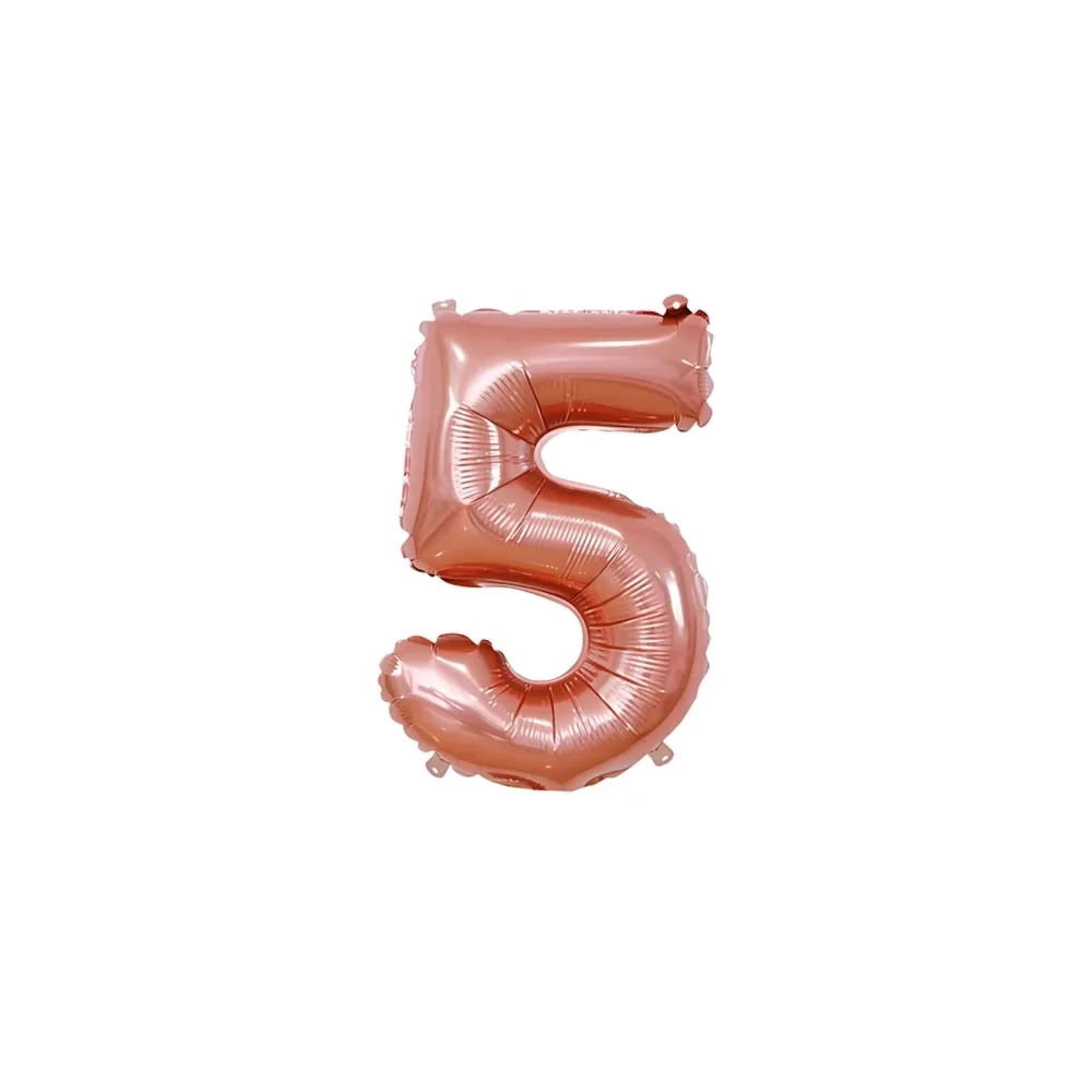 Palloncino numero 5 Rosa Gold mini shape 14" (35cm) in mylar, 1pz.