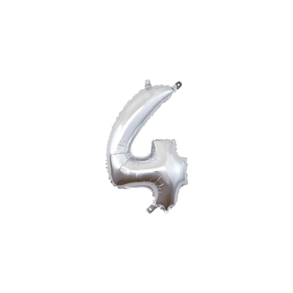 Palloncino numero 4 Argento mini shape 14" (35cm) in mylar, 1pz.