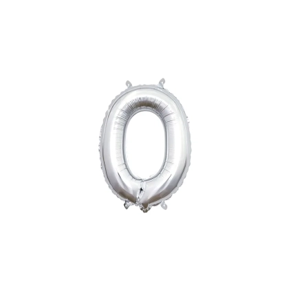 Palloncino numero 0 Argento mini shape 14" (35cm) in mylar, 1pz.