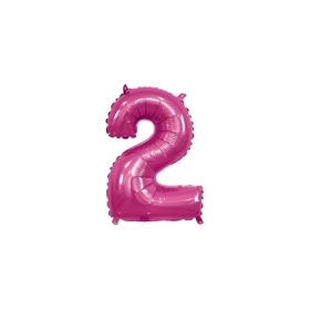 Palloncino numero 2 fucsia mini shape 14" (35cm) in mylar, 1pz.