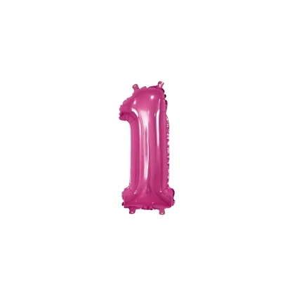 Palloncino numero 1 fucsia mini shape 14" (35cm) in mylar, 1pz.