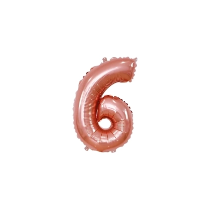 Palloncino numero 6 Rosa Gold mini shape 14" (35cm) in mylar, 1pz.