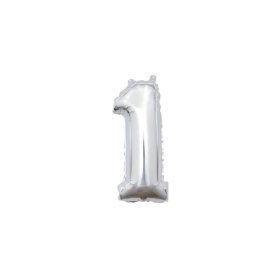 Palloncino numero 1 Argento mini shape 14" (35cm) in mylar, 1pz.