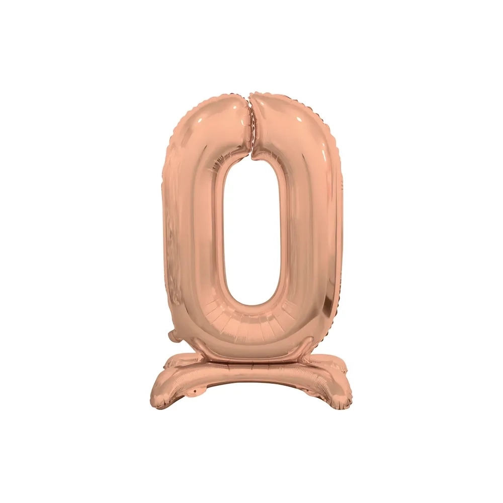 Palloncino numero 0 Rosa Gold standing super shape 30" (76cm) in mylar, 1pz.