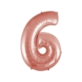 Palloncino numero 6 Rosa Gold super shape 40" (101cm) in mylar, 1pz.