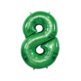 Palloncino numero 8 Verde super shape 40" (101cm) in mylar, 1pz.