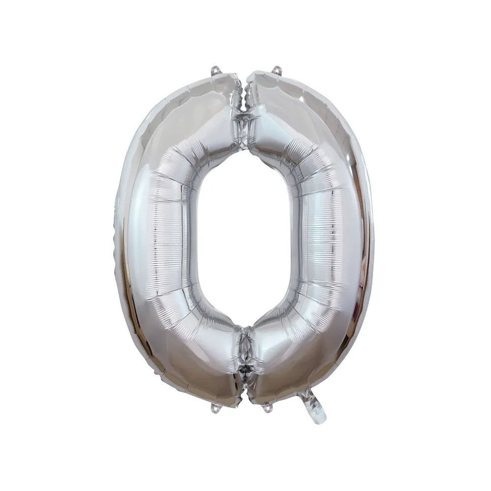 Palloncino numero 0 Argento super shape 40" (101cm) in mylar, 1pz.