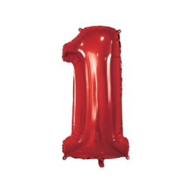 Palloncino numero 1 Rosso super shape 40" (101cm) in mylar, 1pz.