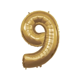 Palloncino numero 9 Oro super shape 40" (101cm) in mylar, 1pz.