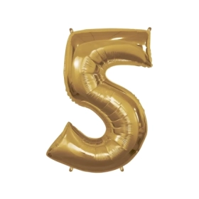 Palloncino numero 5 Oro super shape 40" (101cm) in mylar, 1pz.