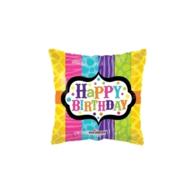 Palloncino Happy Birthday Animalier quadrato standard shape 18" (45cm) in mylar, 1pz.