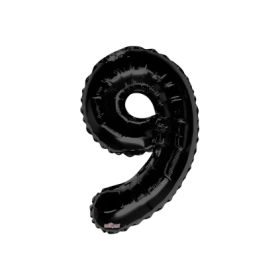 Palloncino numero 9 Nero salva elio super shape 34" (86cm) in mylar, 1pz.