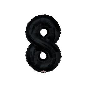 Palloncino numero 8 Nero salva elio super shape 34" (86cm) in mylar, 1pz.