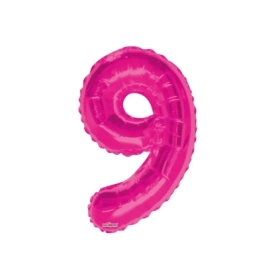 Palloncino numero 9 fucsia salva elio super shape 34" (86cm) in mylar, 1pz.